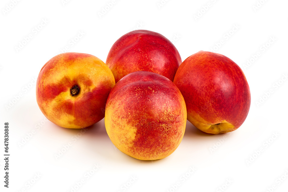 Sweet juicy apricots, ripe nectarines, isolated on white background. Sweet juicy apricots, ripe nectarines, isolated on white background.