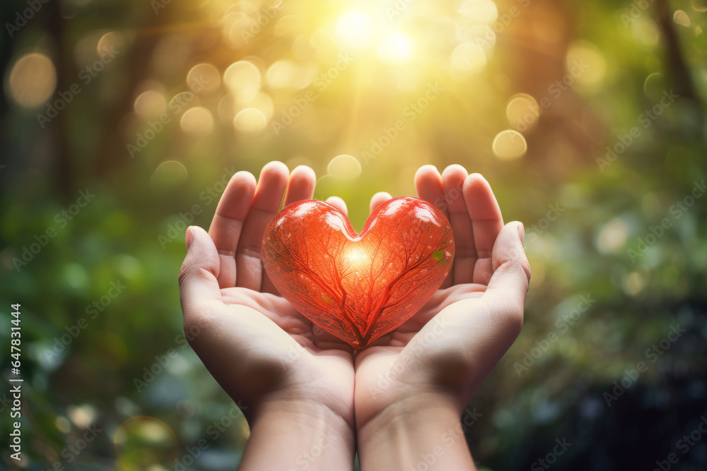 Holding a valentine heart in the hands Holding a valentine heart in the hands