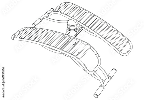 Street workouts strength training equipment. Double sit-up trainer. Equipment for urban outdoor fitness. Vector illustrations.