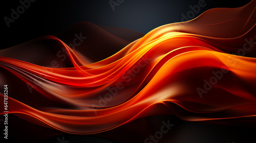 An abstract red and orange wave on a black background