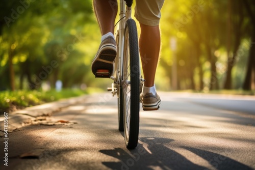 a elderly man on his bike at sunset