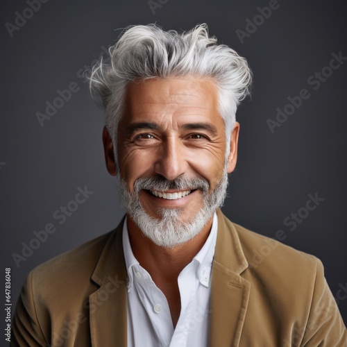 handsome older man with grey hair.