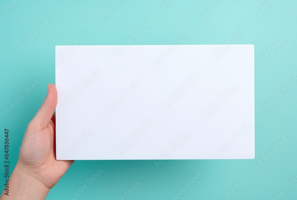 asian woman standing next to blank white sign banner. asian woman standing next to blank white sign banner.
