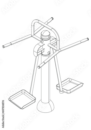 Street workouts strength training equipment. Surf board. Equipment for urban outdoor fitness. Vector illustrations.