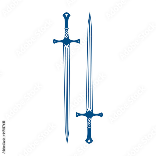 vector illustration of two knight swords