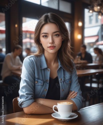 portrait of a asian woman at a cafe place