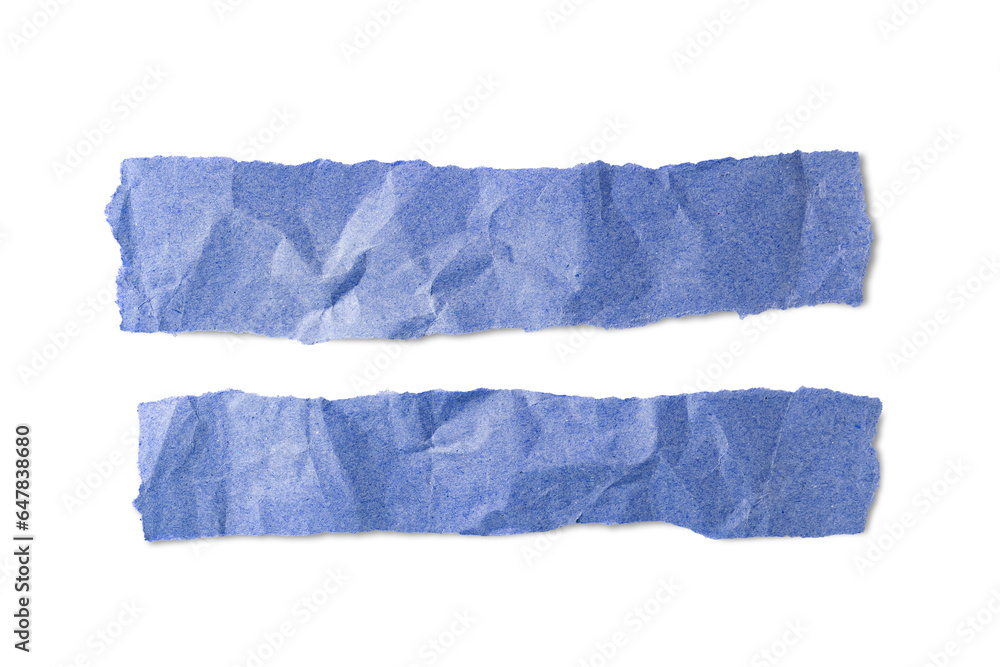 Blue crumpled paper pieces with torn edge isolated on white, transparent background, PNG. Recycled craft paper wrinkled, creased texture, ripped border. Template, mockup with copy space for text Blue crumpled paper pieces with torn edge isolated on white, transparent background, PNG. Recycled craft paper wrinkled, creased texture, ripped border. Template, mockup with copy space for text