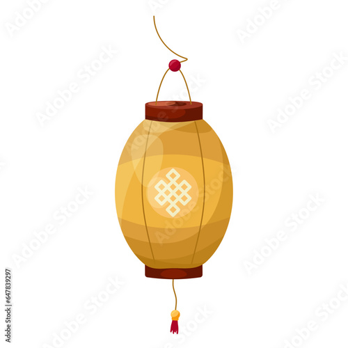 Vector cartoon isolated illustration of Chinese Lantern with an ornament. Symbol of Mid-Autumn Festival, Lantern festival, Chinese New Year and Korean Chuseok