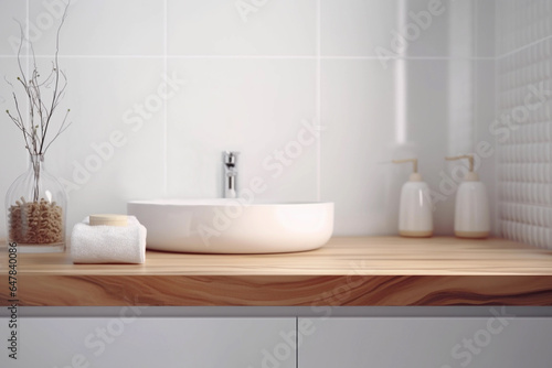 Elegant Bathroom Decor with Soft Ambient Lighting. Generative Ai.