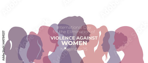International Day for the Elimination of Violence Against Women.Horizontal banner with silhouettes of women.Vector illustration.
