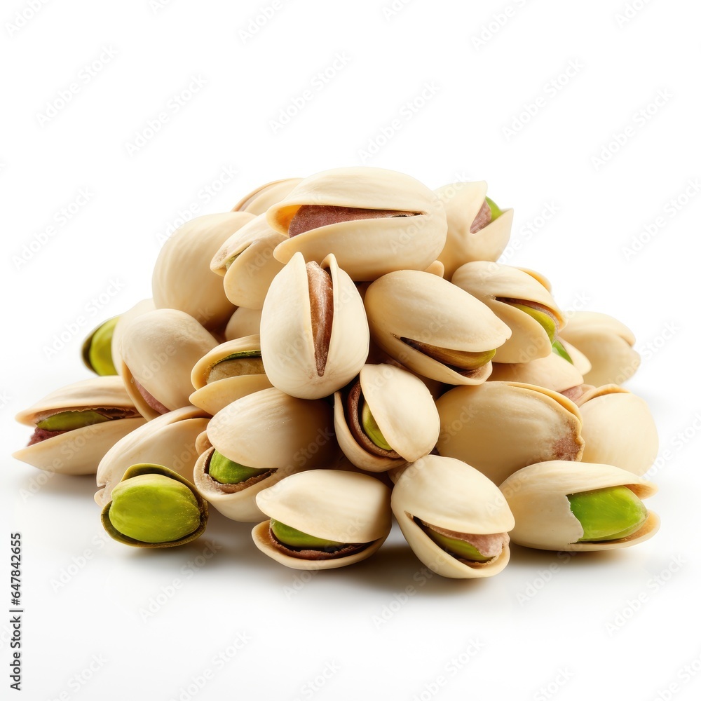Pistachio nuts, isolated on a white background. Pistachio nuts, isolated on a white background.