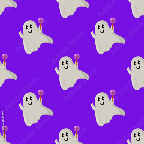Simple seamless pattern with cute ghost. Halloween trendy concept. Hand drawn vector illustration for cover  stationary  wallpaper  prints  wrapping  textile