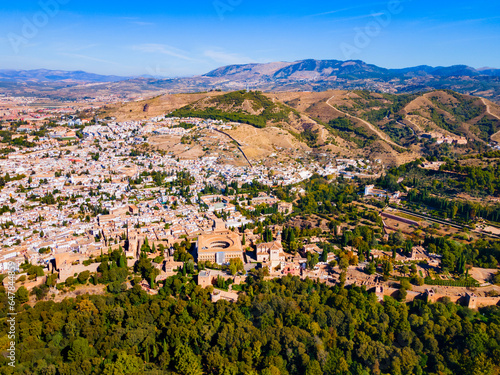 The Alhambra aerial panoramic view in Granada, Spain © saiko3p