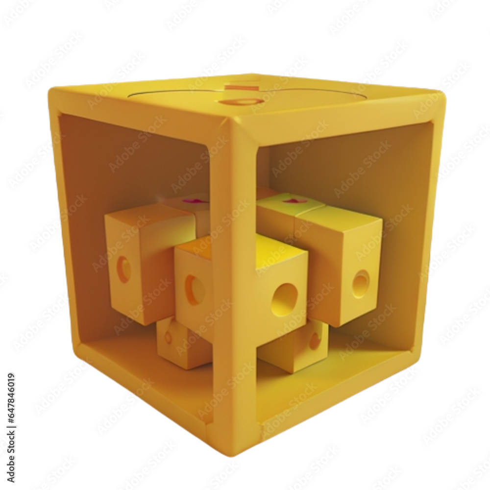 Obraz premium Yellow cubes, 3d render