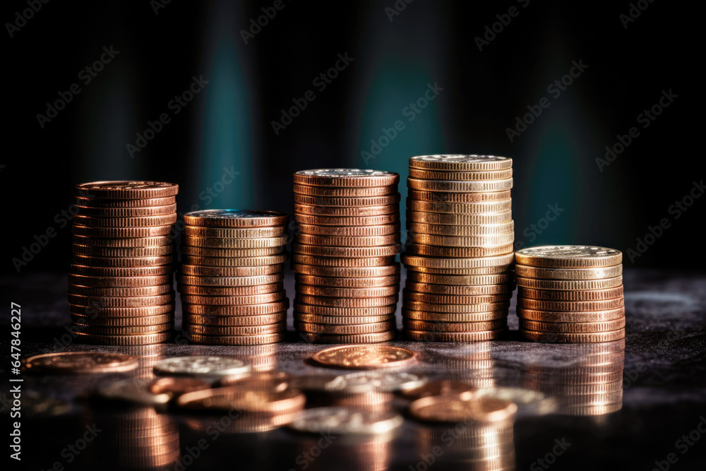 Columns of gold coins . Financial Growth Theme. The concept of international consulting, trading, market, finance, investment, economy Columns of gold coins . Financial Growth Theme. The concept of international consulting, trading, market, finance, investment, economy