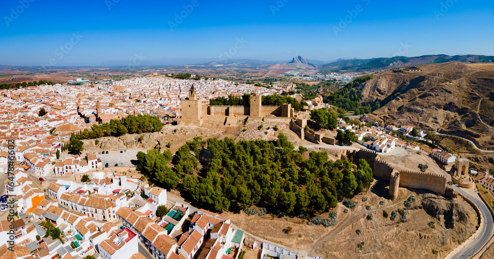 Fortress of Antequera aerial panoramic view, Spain