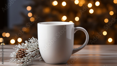 Coffee Cup with Christmas Lights Glow