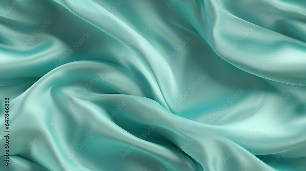 Fototapeta premium Aquamarine elegance unfolds. Silky wavy and shiny. A touch of luxury.