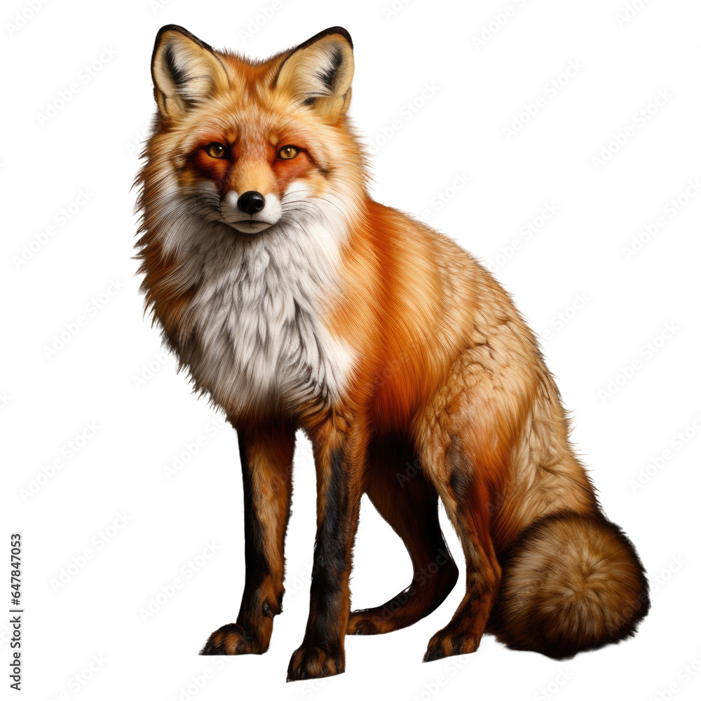 Fototapeta premium Red fox, looking in to camera, full body
