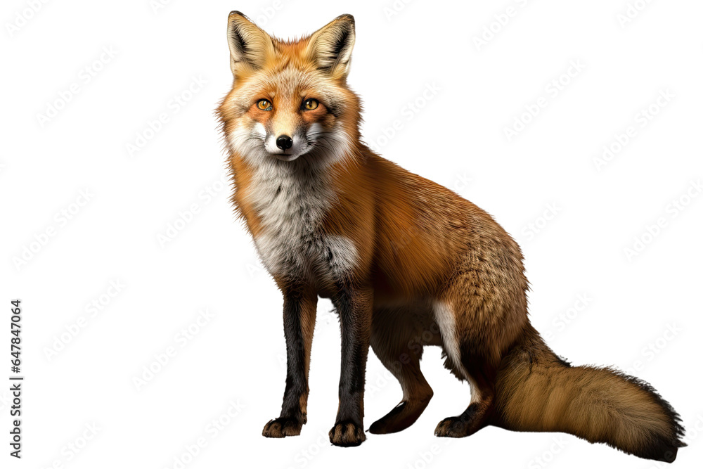 Fototapeta premium Red fox, looking in to camera, full body