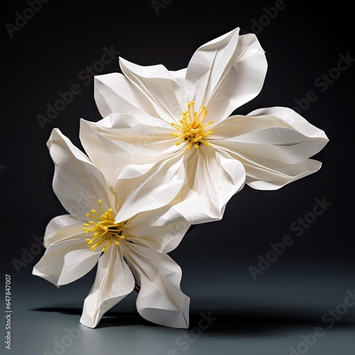white lily on a black background paper art Floral fantasy design Waiting for spring card design Card for Mothers day  8 March
