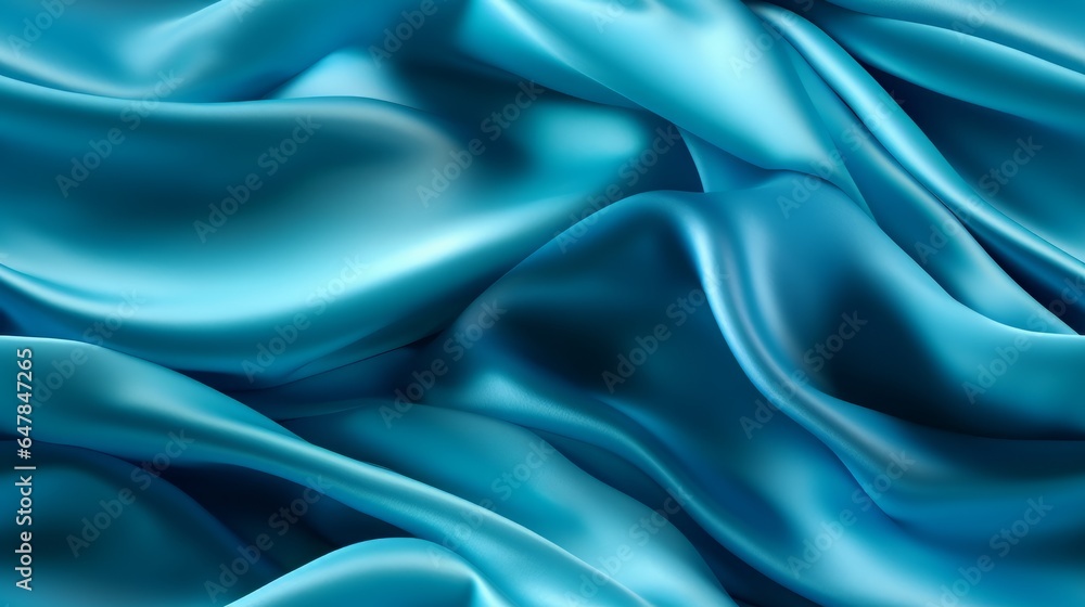 Obraz premium Azure fabric stories. Gentle wavy and shiny. A backdrop for design wonders.