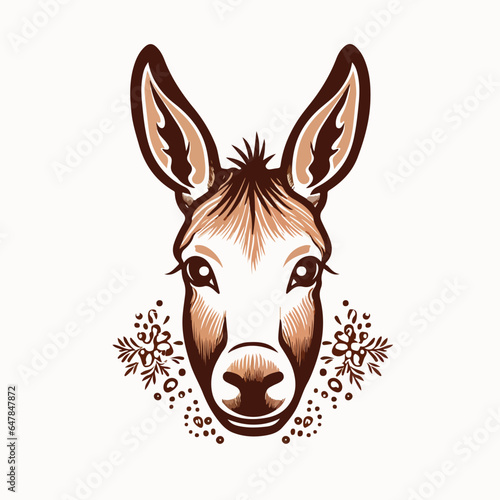 Mule tshirt design graphic, cute happy kawaii style, clear outline