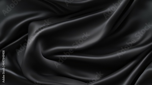 Black fabric tales. Gentle wavy and shiny. A backdrop for design dreams. Perfect for elegant projects.