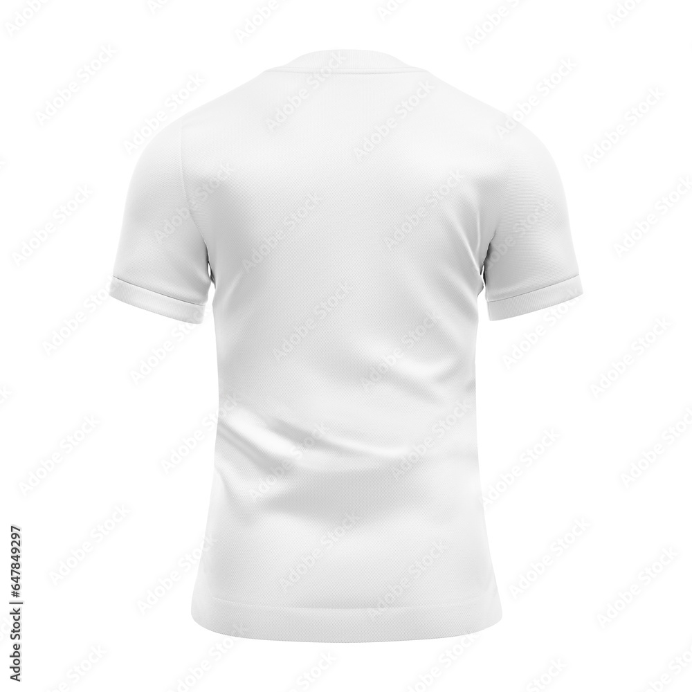 White Soccer Jersey T-shirt Mockup - Back View isolated on a white background White Soccer Jersey T-shirt Mockup - Back View isolated on a white background