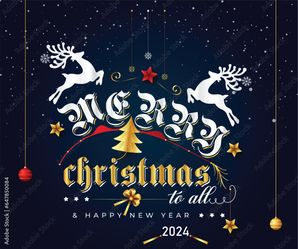 Merry Christmas Typography Illustration
