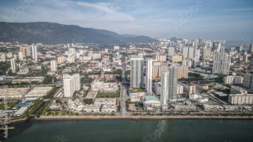 The aerial view of Penang Island in Malaysia
