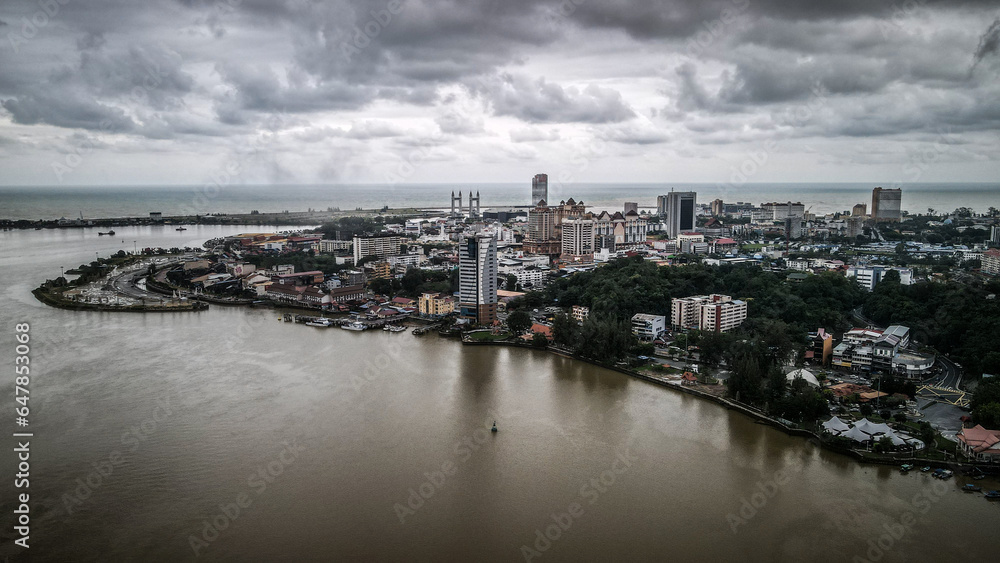 The aerial view of Kuala Terengganu in Malaysia