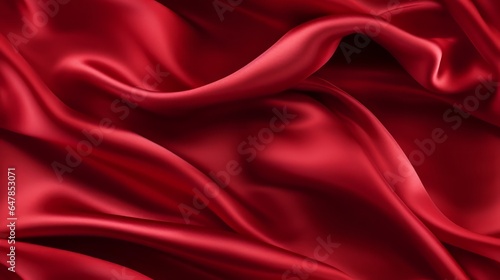 Red satin brilliance. Luxurious waves on fabric. Passionate elegance for design. Ideal for romantic backgrounds.