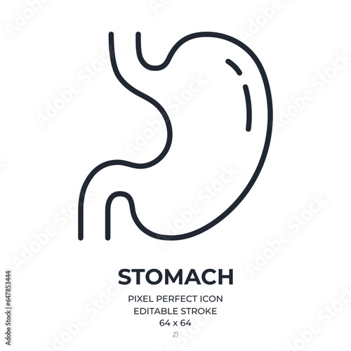 Stomach editable stroke outline icon isolated on white background flat vector illustration. Pixel perfect. 64 x 64.