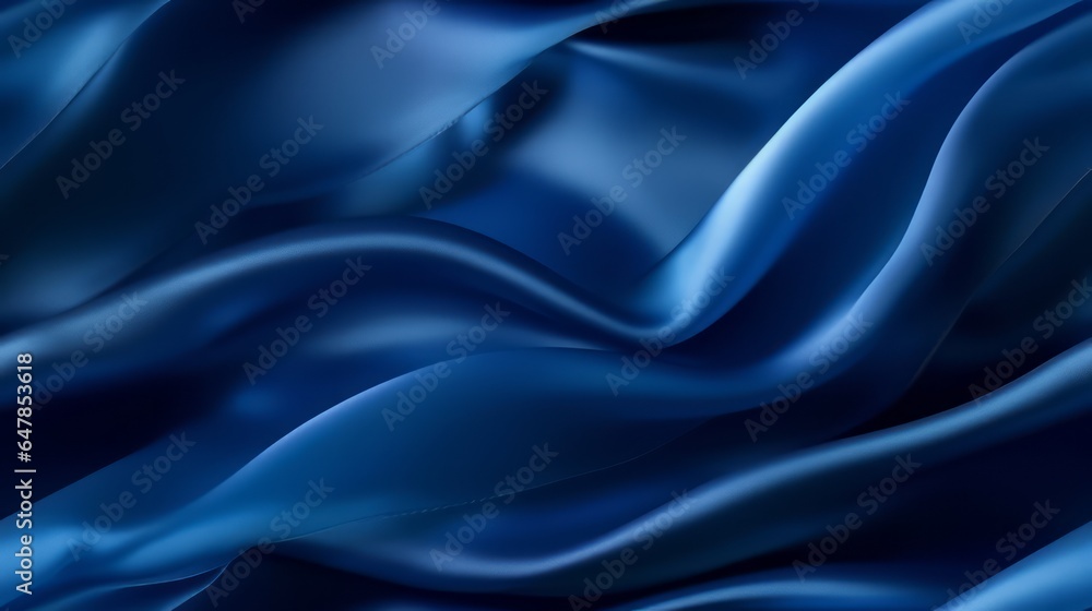 Fototapeta premium Royal blue elegance in fabric. Gentle waves and shine. Celebrate with the ocean. Perfect for luxury designs.