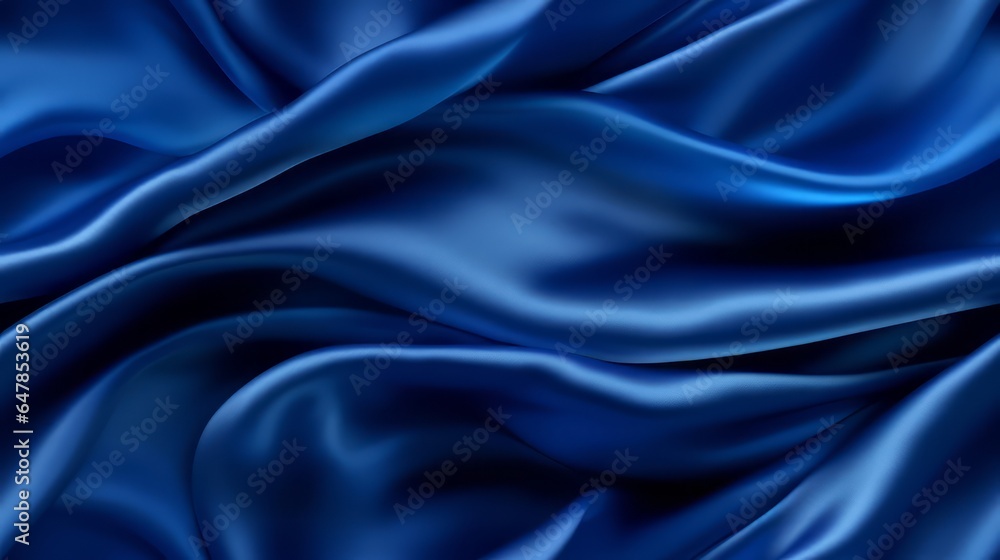 Fototapeta premium Satin dreams in royal blue. Gentle waves. A celebration of beauty. Perfect for designers.