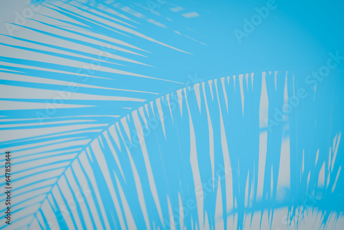 Turquoise blue background with palm branch pattern