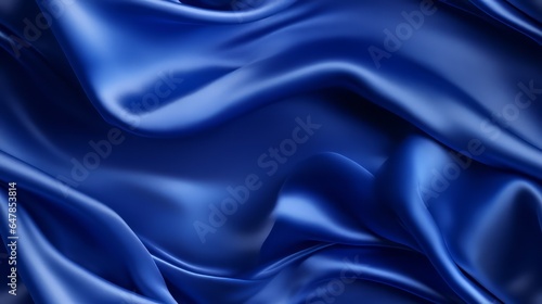 Royal blue satin panorama. Lustrous luxury. Waves of beauty. Perfect for designs.