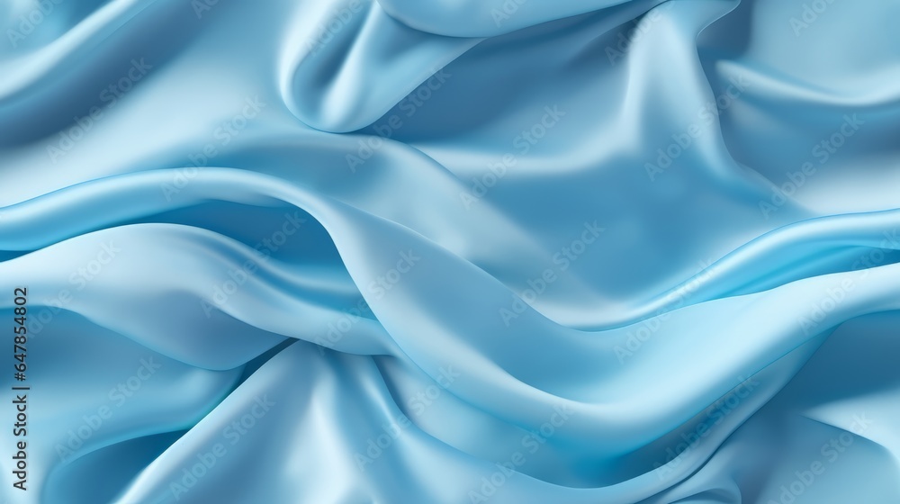 Sky blue fabric radiance. Waves of elegance on a reflective surface. Design with a touch of the sky. Perfect for luxury projects. Sky blue fabric radiance. Waves of elegance on a reflective surface. Design with a touch of the sky. Perfect for luxury projects.