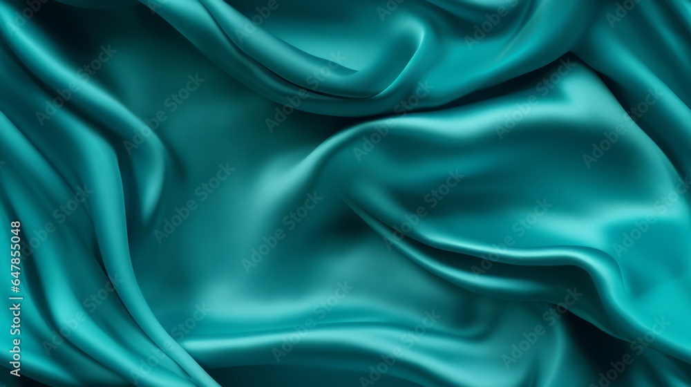 Obraz premium Turquoise fabric tales. Gentle wavy and vibrant. A backdrop for design dreams. Perfect for elegant projects.