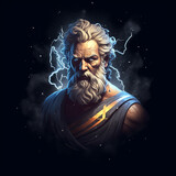 designer of the Greek God, Zeus, to print t-shirt
