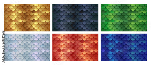 Fish scale pattern vector set