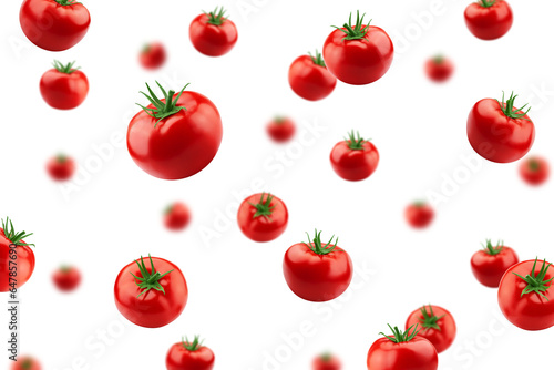 Fototapeta Naklejka Na Ścianę i Meble -  Falling Tomato isolated on white background, selective focus