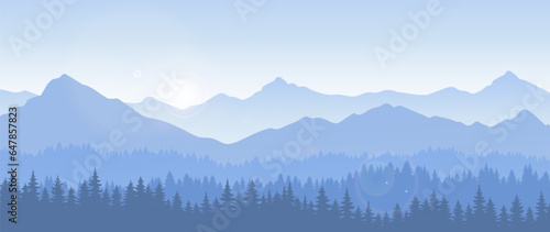 Forest and mountains landscape vector