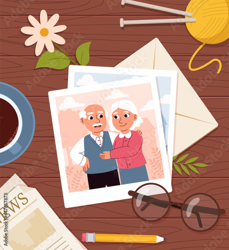 Grandparents photo vector concept