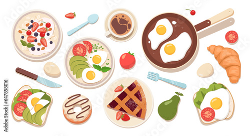 Healthy breakfast vector set