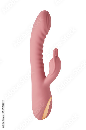 Adult sex toys, dildo on transparent background, bunny shaped vibrator.