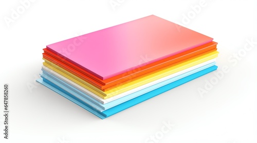 a stack of colorful papers