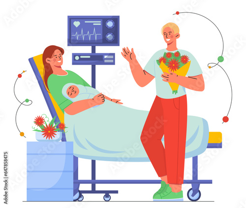 Mother after childbirth vector concept