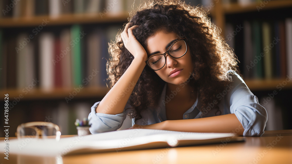 Teen girl bored during a class assignment Teen girl bored during a class assignment